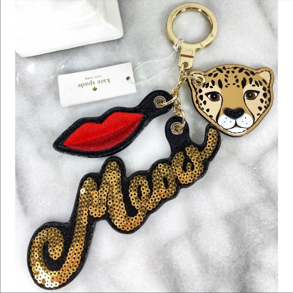 Kate Spade Leopard, Red Lips & “Meow” Bag Charm/Keychain